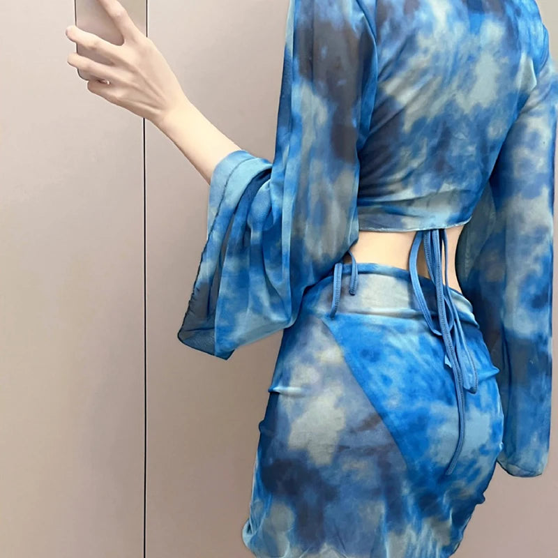 π DAZE TideBloom 4-Piece Tie-Dye Bikini Set