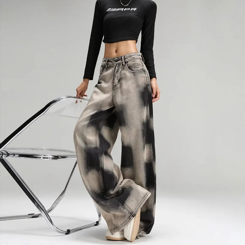 DAZE Tie-Dye Wide-Leg Jeans