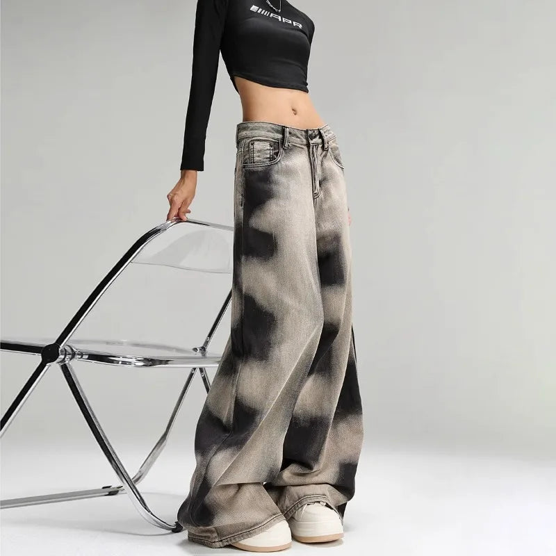 DAZE Tie-Dye Wide-Leg Jeans