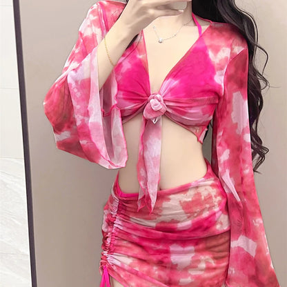 👙 DAZE TideBloom 4-Piece Tie-Dye Bikini Set