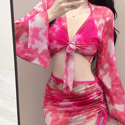 👙 DAZE TideBloom 4-Piece Tie-Dye Bikini Set