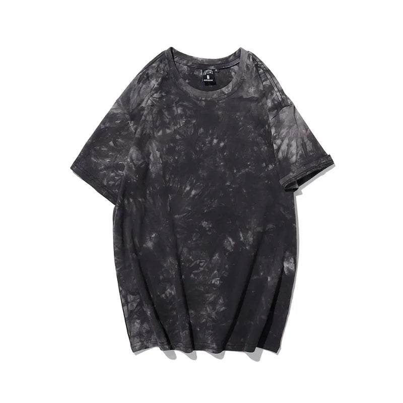 DAZE ShadowBurst™ Tie-Dye Oversized Tee – Black Smoke Heavyweight Cotton