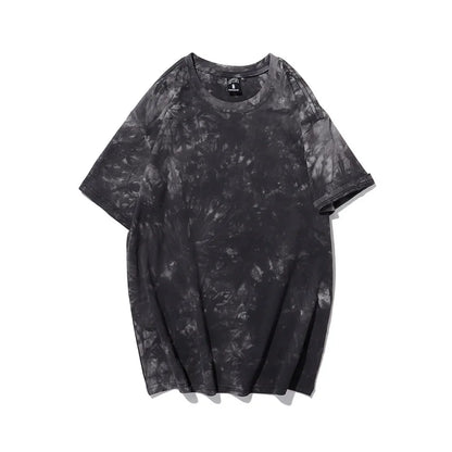 DAZE ShadowBurst™ Tie-Dye Oversized Tee – Black Smoke Heavyweight Cotton