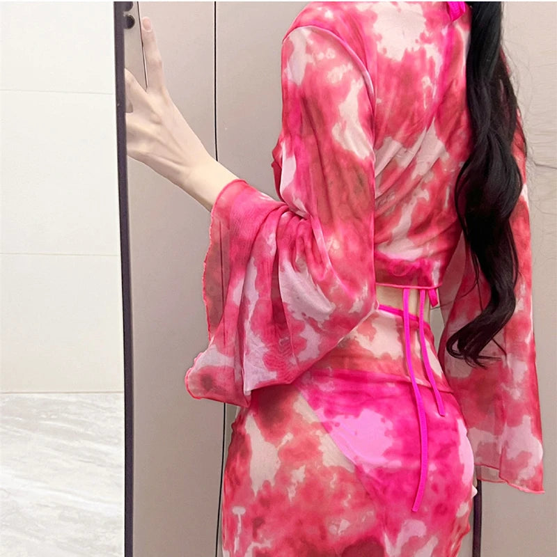 👙 DAZE TideBloom 4-Piece Tie-Dye Bikini Set